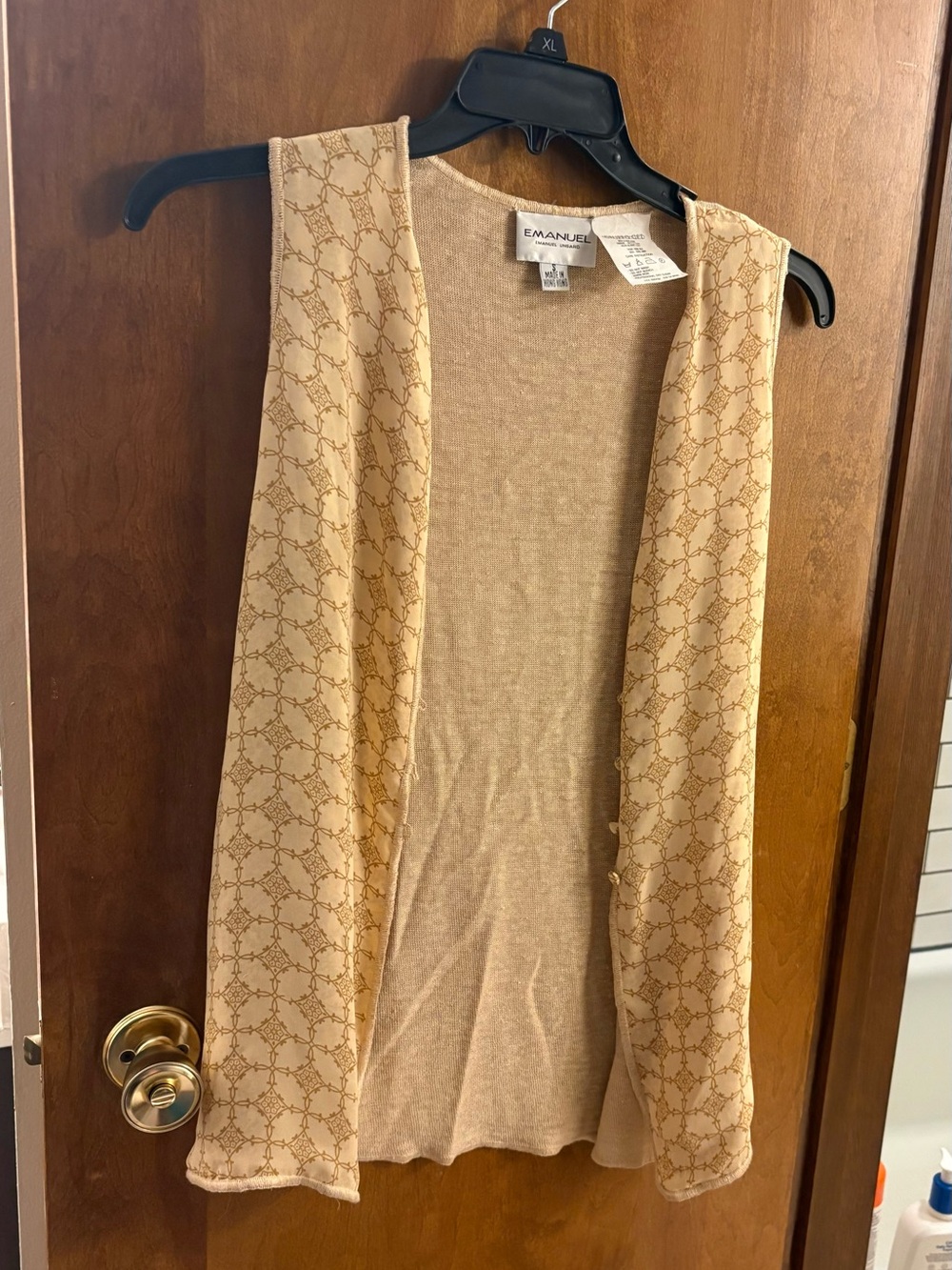 Vintage Emanuel Ungaro Beige Open-Front Knit Vest